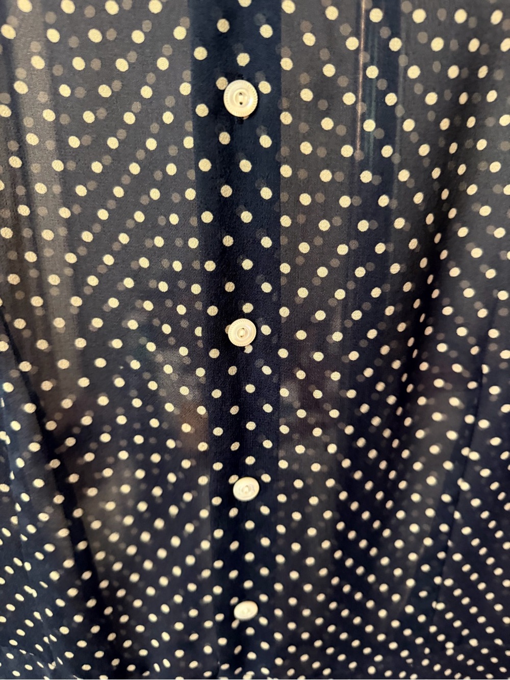 Polo by Ralph Lauren Sheer Navy and White Polka Dot 100% Silk Dress - Picture 5 of 6